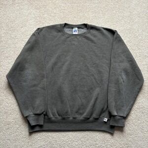 Vtg Russell Athletic‎ Sweatshirt Mens Large Sage Green Crewneck Fleece Pullover